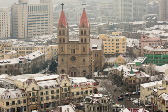 城市雪景图片