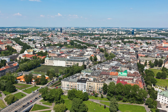 鸟瞰克拉科夫城市景观