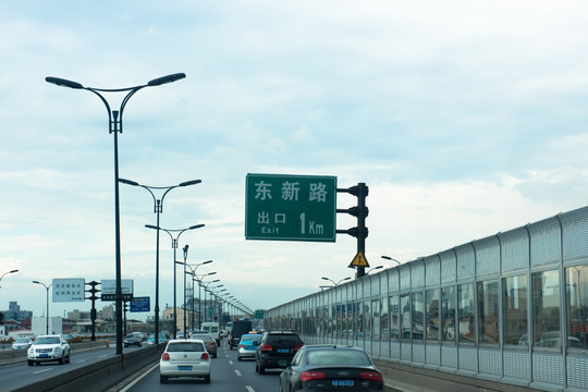 杭州 城市 灯光 俯瞰 高架