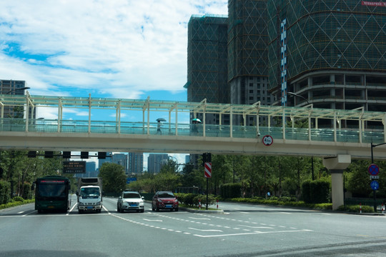 新塘路 马路 绿化 柏油路 杭