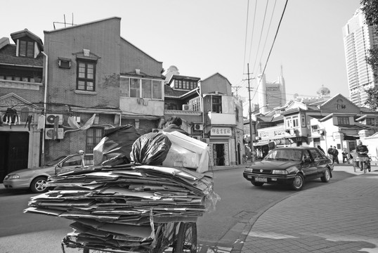 老上海风情 三轮车 收废品