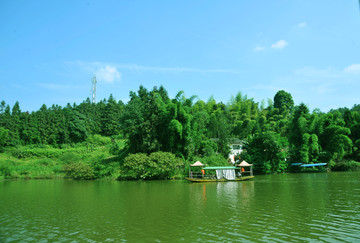 丁山湖风光 划船 湖