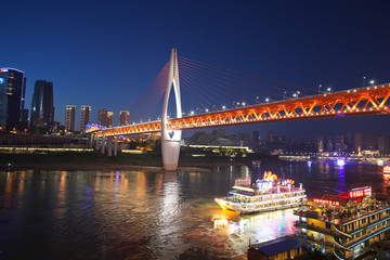 重庆夜景 千厮门大桥夜景