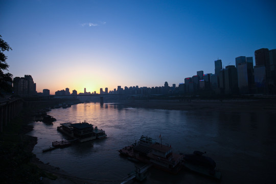 重庆剪影 重庆落日 夕阳重庆