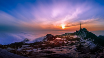 山东泰安泰山风景区夕阳日落云海