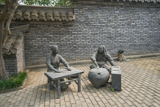 农村生活场景雕塑