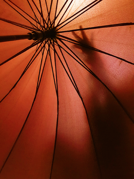 红伞和手影