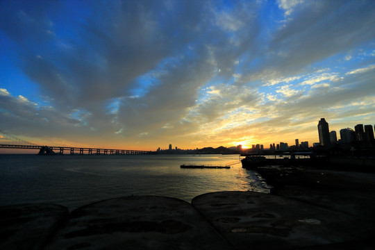 大连 星海广场 夕阳