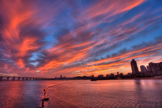 大连 星海广场 火烧云HDR