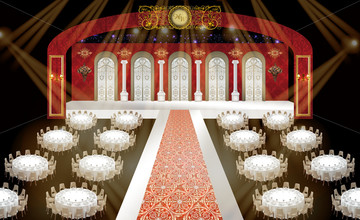 红金色欧式罗马窗婚礼效果图