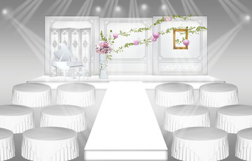 白色极简风格欧式墙面婚礼效果图