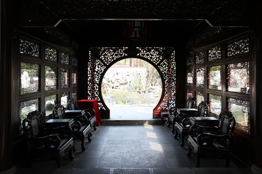 南京 瞻园 长廊 月亮门
