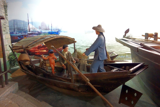 渔民生活场景 清代渔船 古渔船