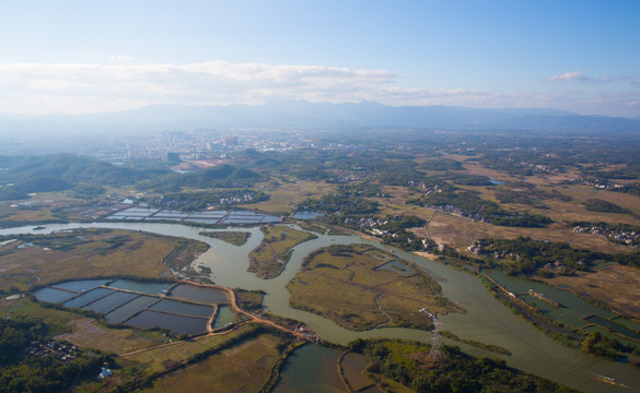 河流 丹江 大洲村 航拍
