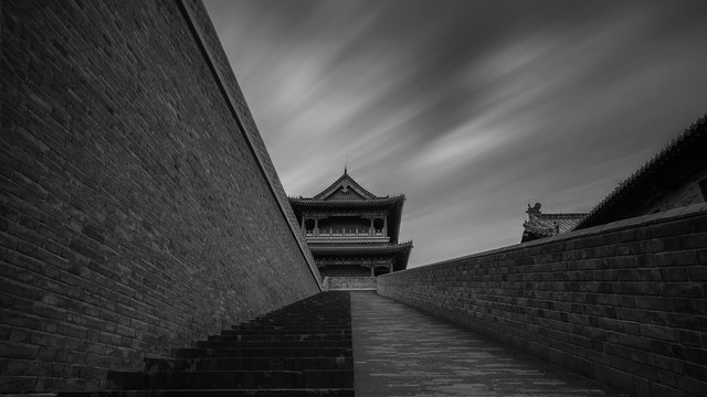 青州古城古建筑黑白摄影