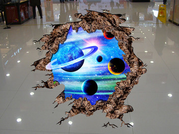 3D星空地板画壁画