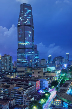 中华广场写字楼夜景 广州地标