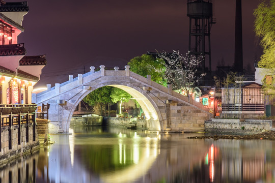 西塘石拱桥夜色