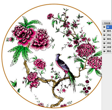 花鸟树餐具盘设计分色