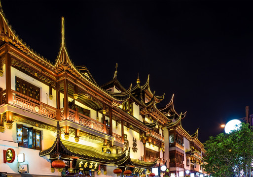 上海城隍庙夜景 古建筑夜景