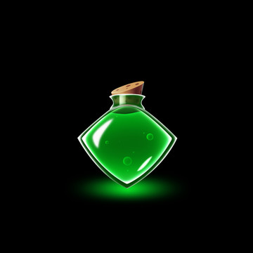 魔法药瓶绿色药水瓶分层源文件