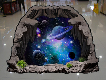 3D地板画星空立体画