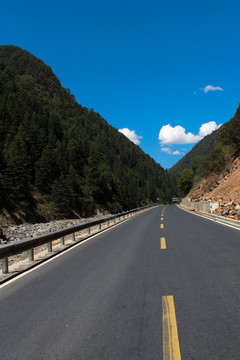 青藏高原开阔的公路