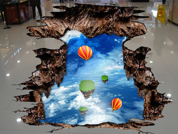 3D云海悬崖地板画