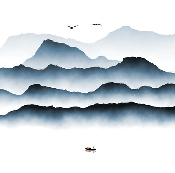 水墨画 山川水墨装饰画
