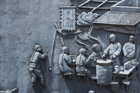 老北京浮雕 壁画 古老 清朝