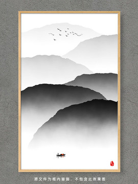 玄关水墨山水装饰画