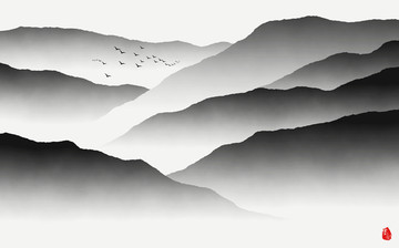 水墨山水装饰画 云雾山水