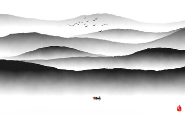 云雾山川 连绵山川水墨画