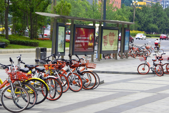 共享单车 公交车站台