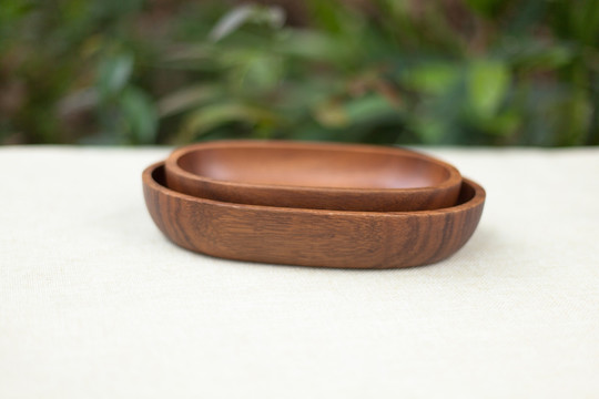日式实木木碟子 橡木托盘 圆形