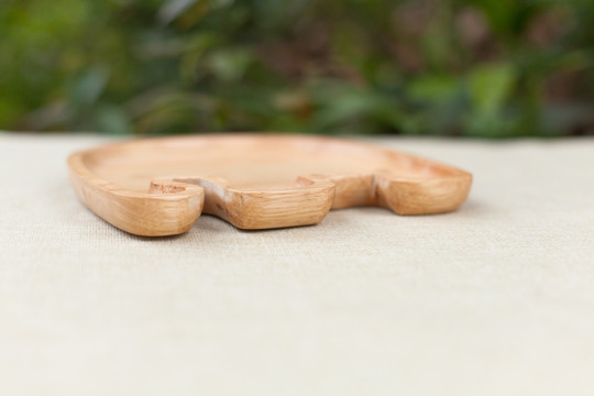 日式实木木碟子 橡木托盘 圆形