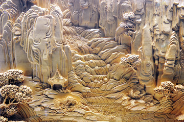 木雕山水壁画