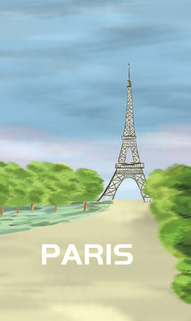 巴黎铁塔手绘