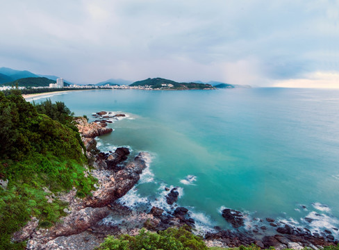 海边 天空朝霞 礁石 海浪 海