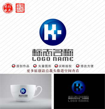HK字母KH标志科技logo