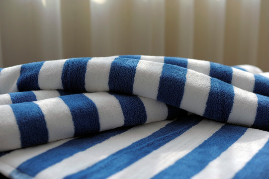 蓝白条沙滩浴巾 纯棉浴巾被