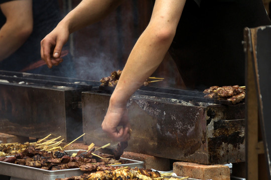 街头烧烤 烤鸡串