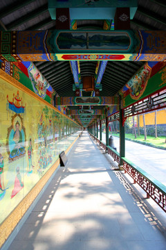 杭州 寺庙 庙宇 长廊