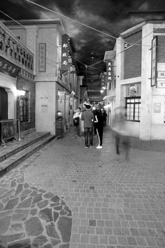 黑白照片 老街