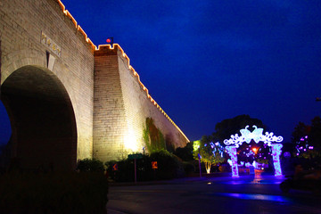 南京 城墙 建筑 夜景