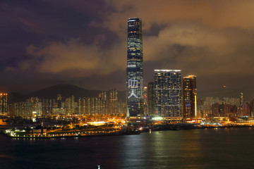 香港维多利亚港城市夜景风光
