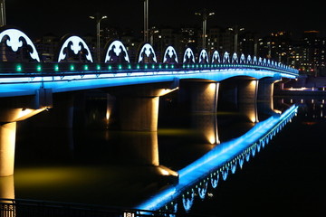 亮化桥体背景城市