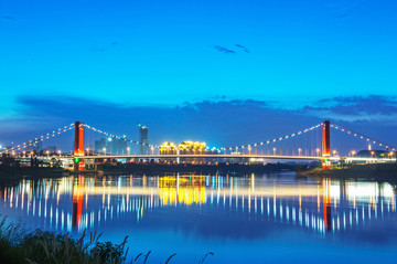 桥 南宁良庆大桥 夜景 倒影