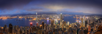 香港维港两岸城市天际线