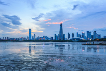 深圳湾城市建筑夜景